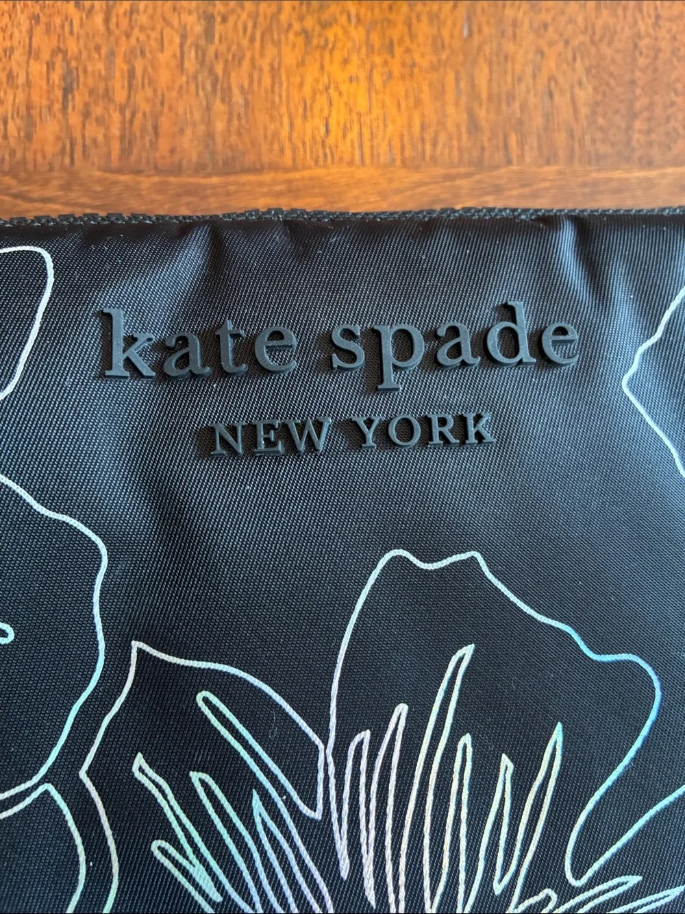 kate spade Floral Padded Laptop Tablet Sleeve Case Hollyhock Iridescent Black